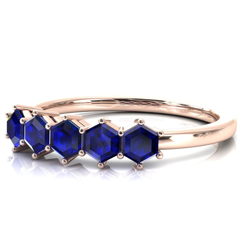 5-Stone 5mm Hexagon Wedding Band