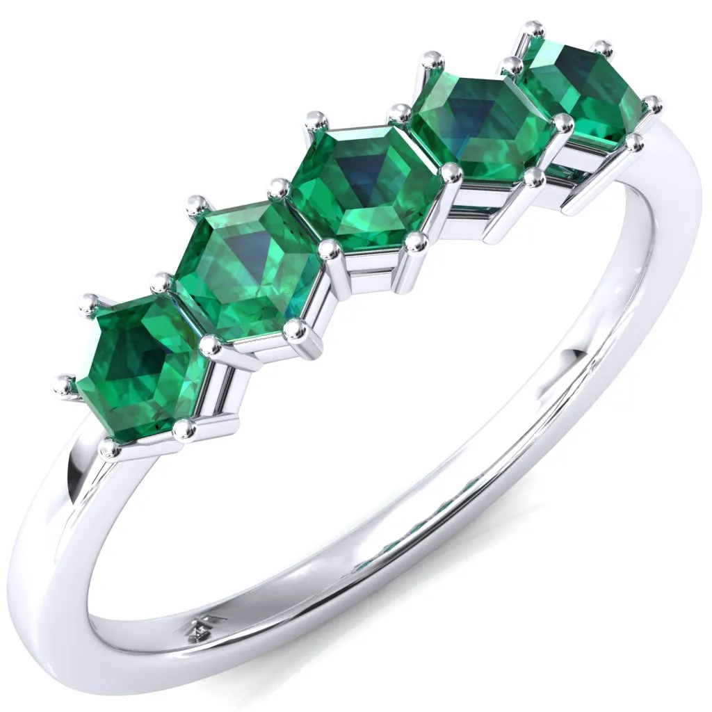 5-Stone 5mm Hexagon Wedding Band