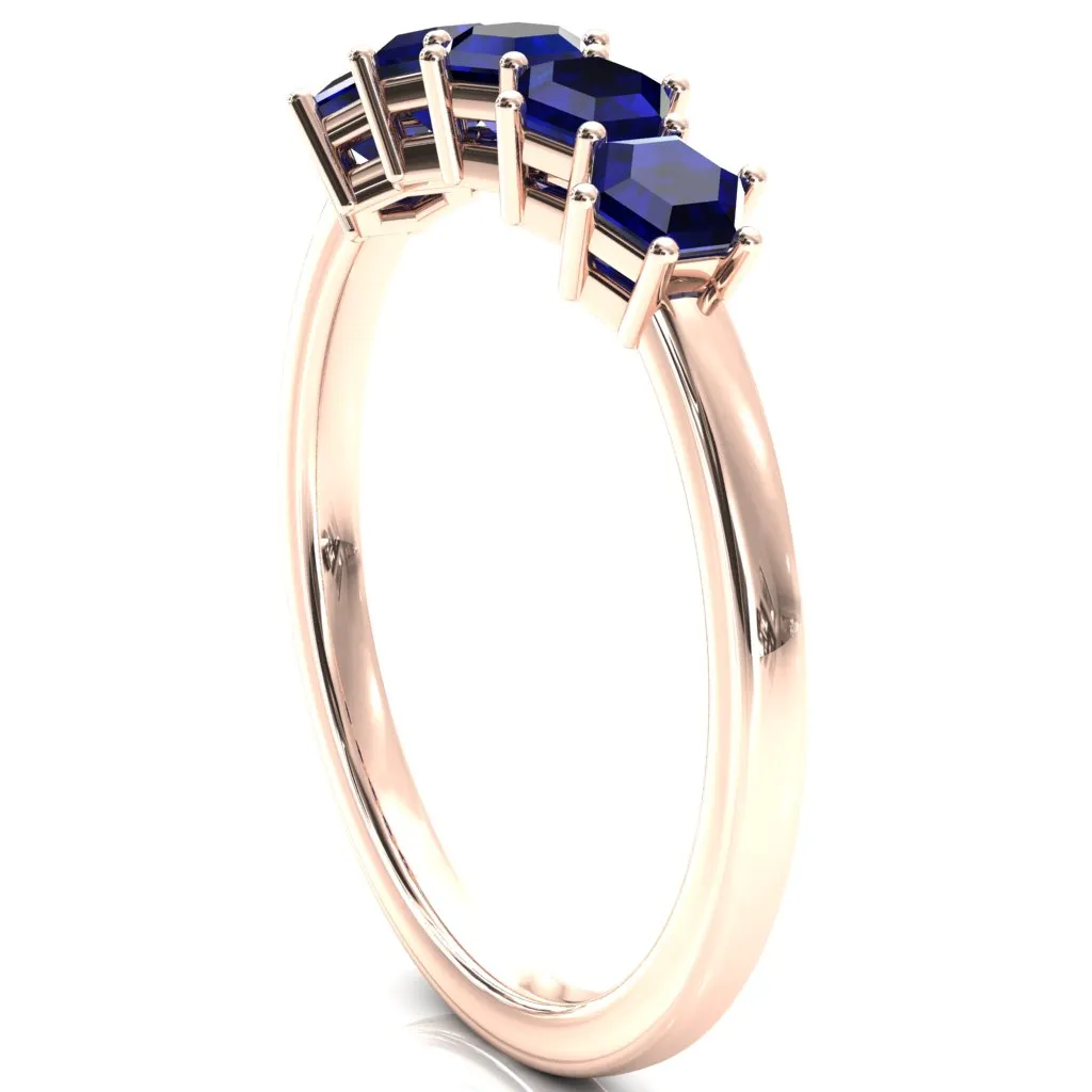 5-Stone 5mm Hexagon Wedding Band