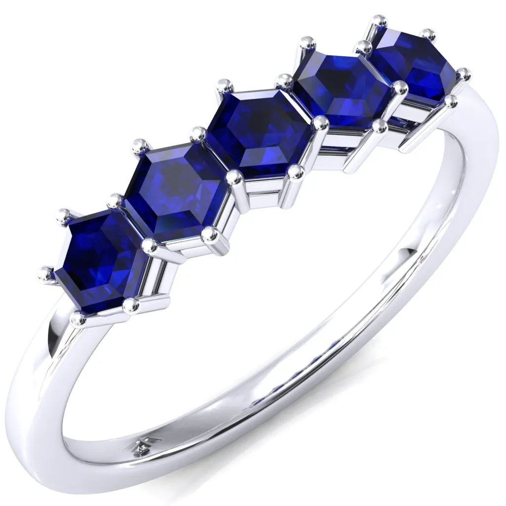 5-Stone 5mm Hexagon Wedding Band