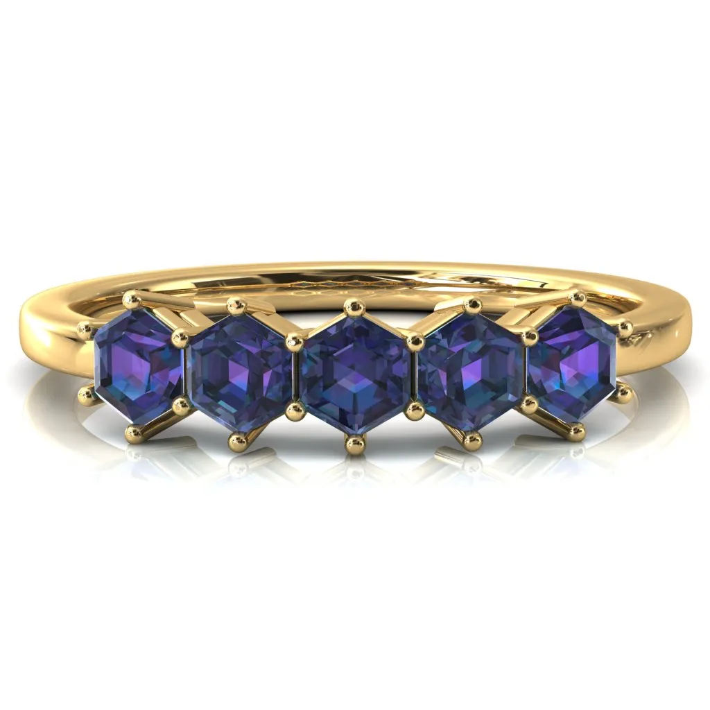 5-Stone 5mm Hexagon Wedding Band