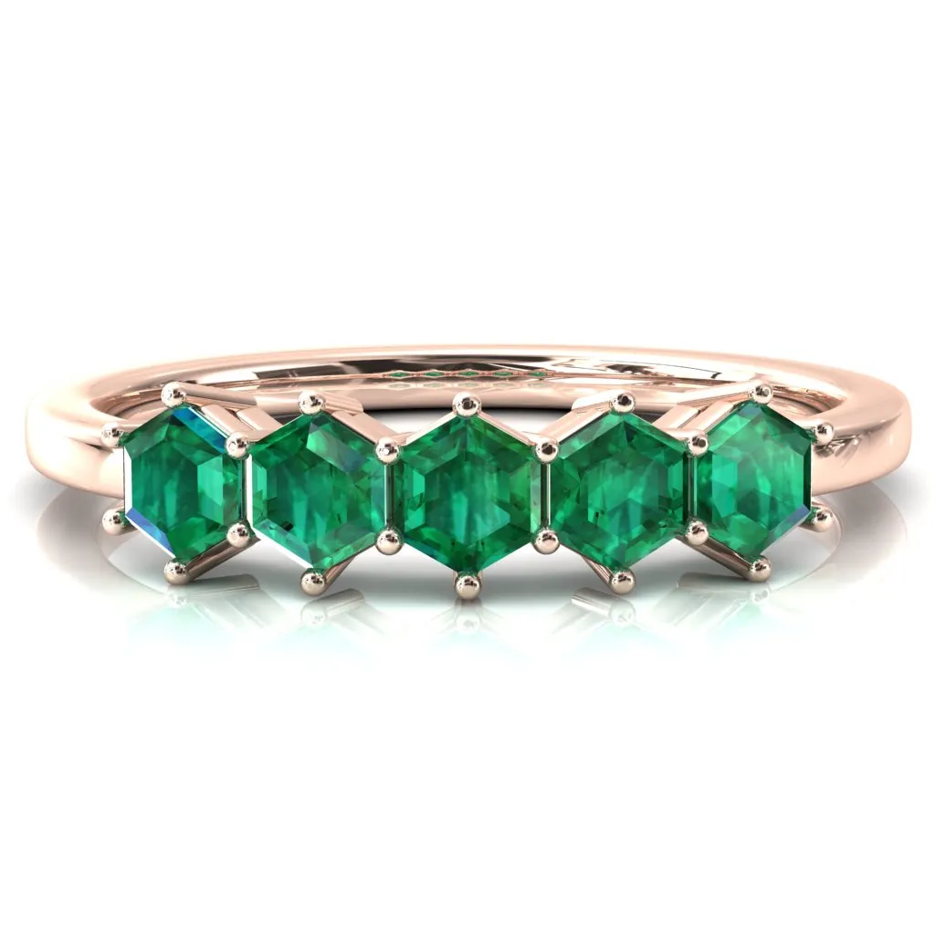 5-Stone 5mm Hexagon Wedding Band