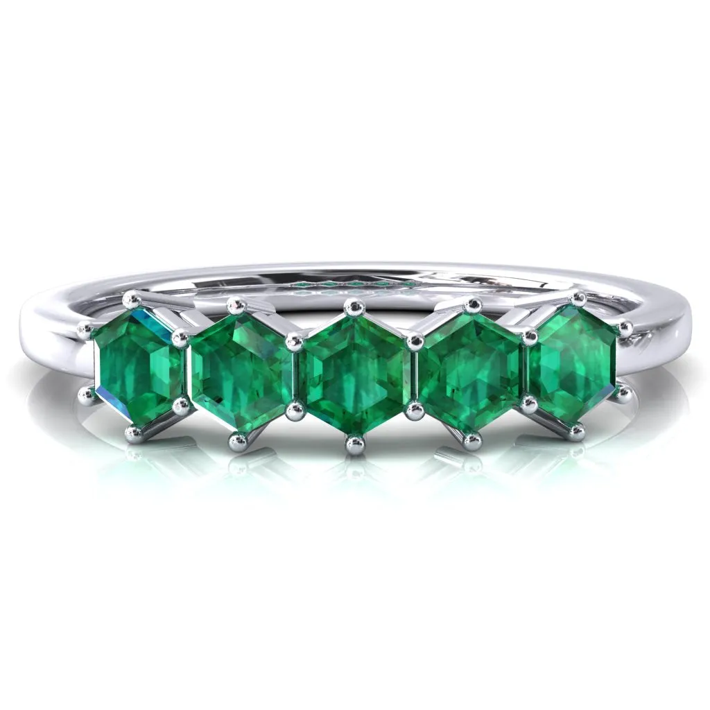 5-Stone 5mm Hexagon Wedding Band