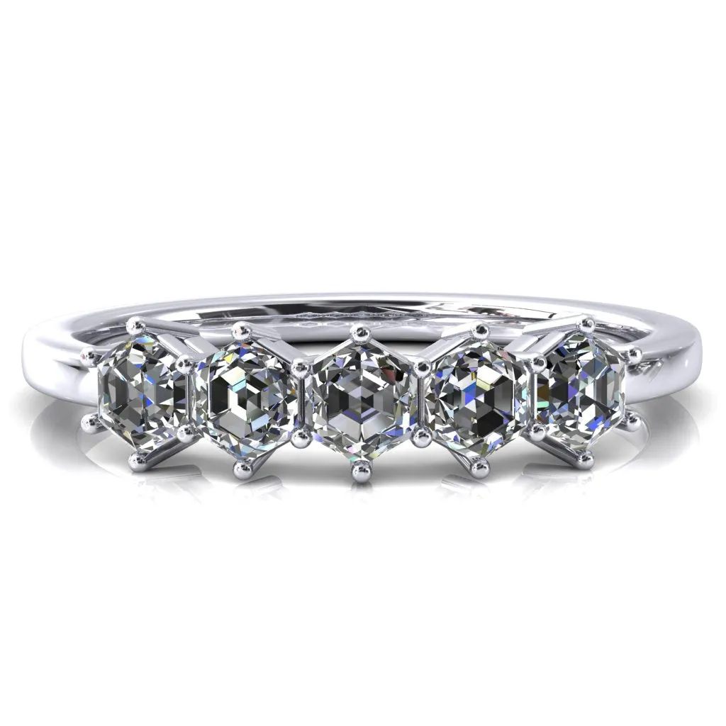 5-Stone 5mm Hexagon Wedding Band