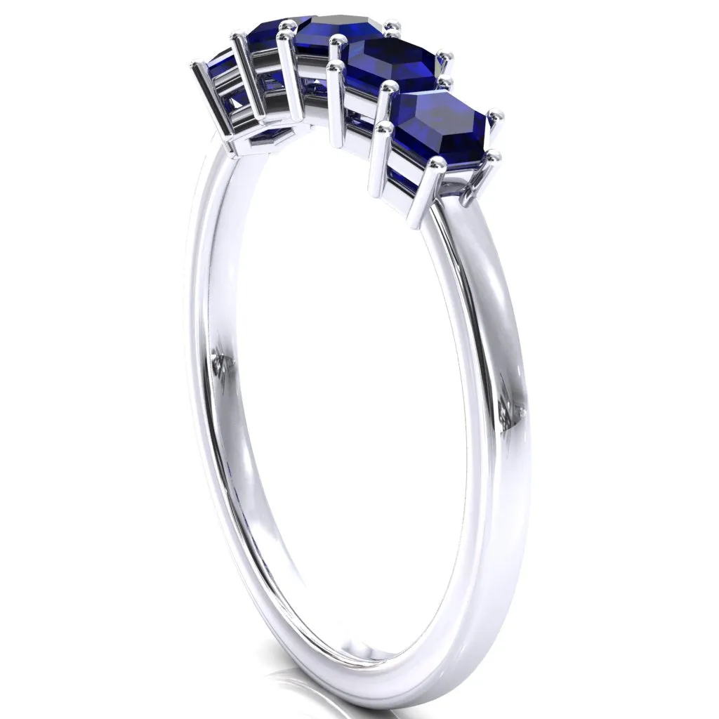 5-Stone 5mm Hexagon Wedding Band