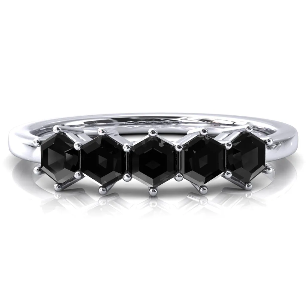 5-Stone 5mm Hexagon Wedding Band