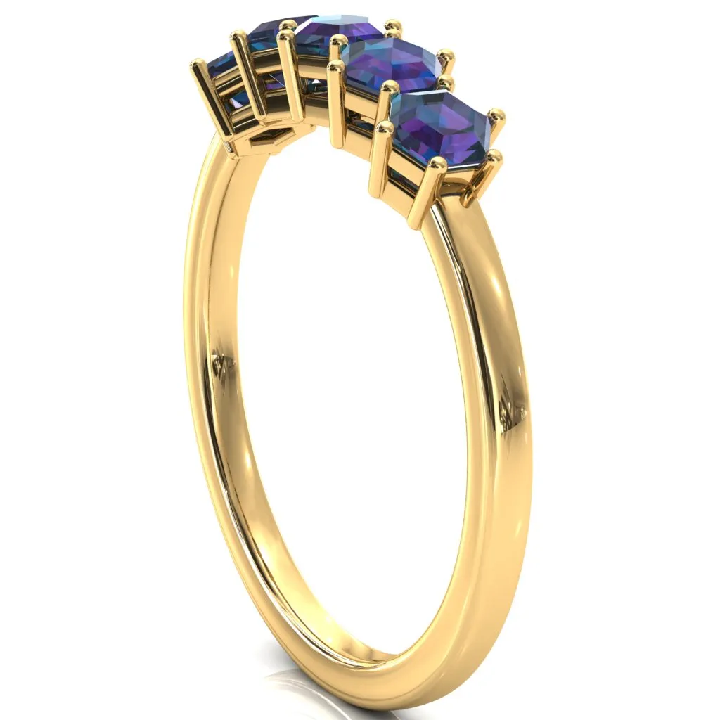 5-Stone 5mm Hexagon Wedding Band
