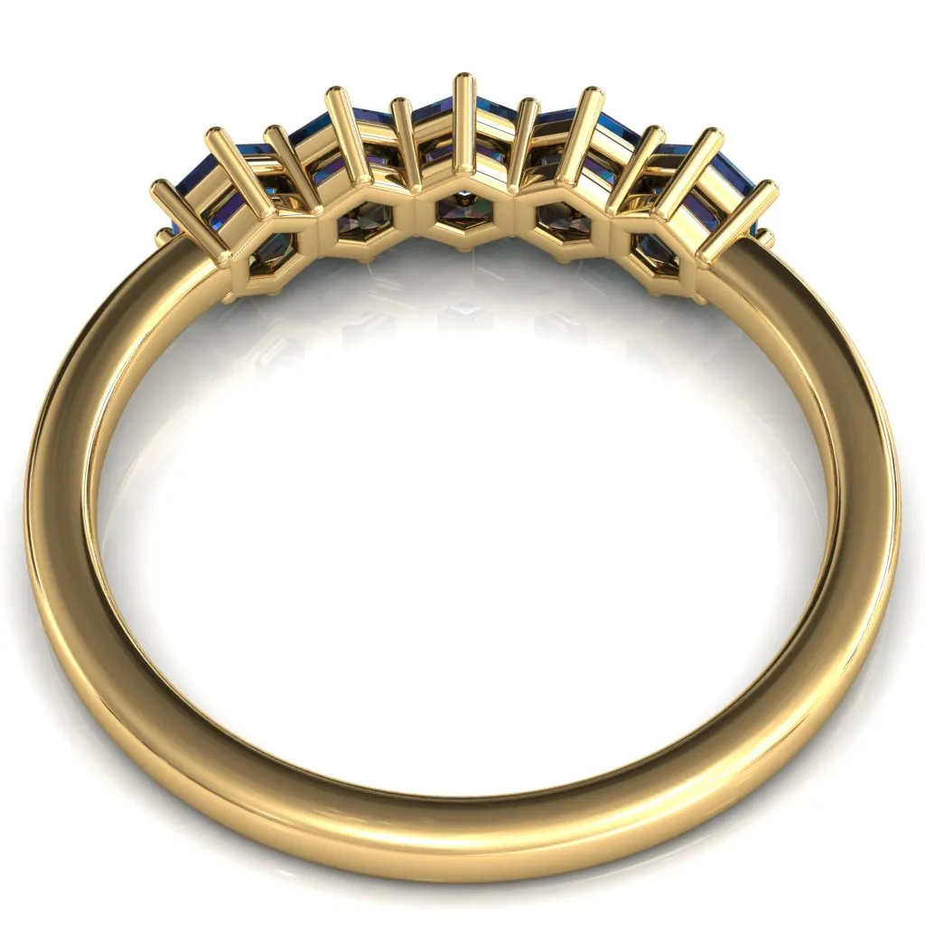 5-Stone 5mm Hexagon Wedding Band