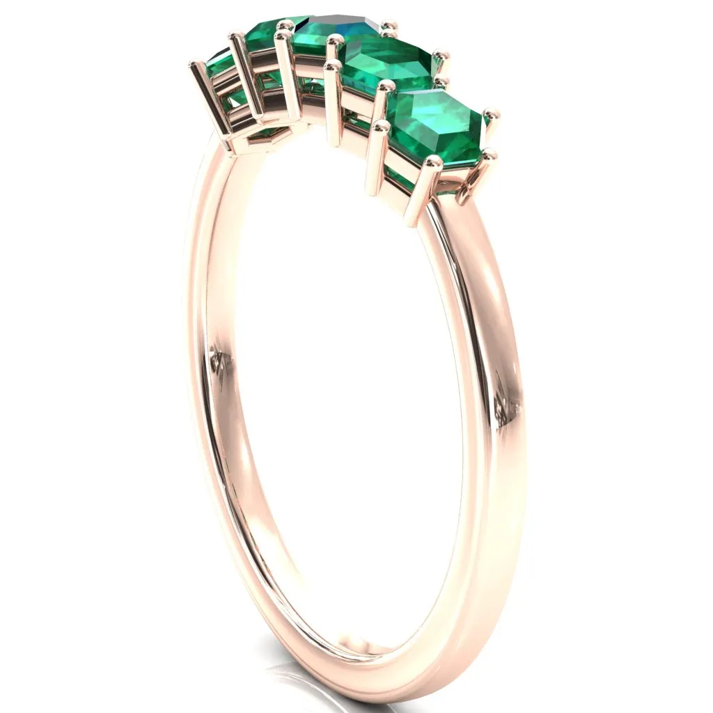 5-Stone 5mm Hexagon Wedding Band
