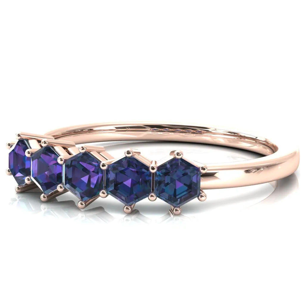 5-Stone 5mm Hexagon Wedding Band