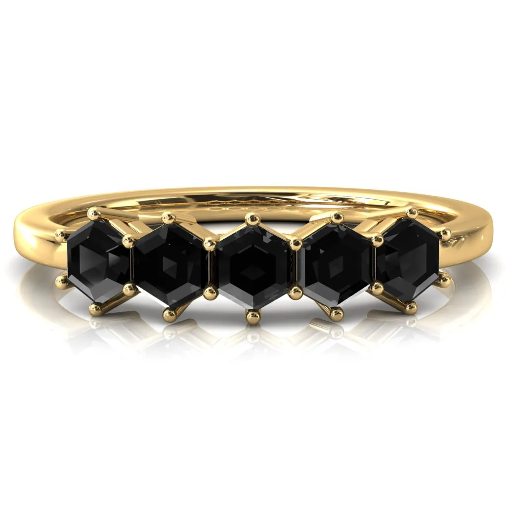 5-Stone 5mm Hexagon Wedding Band