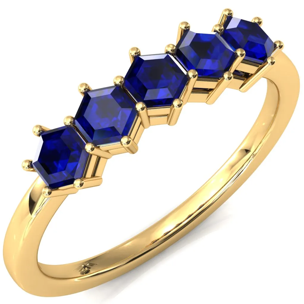5-Stone 5mm Hexagon Wedding Band