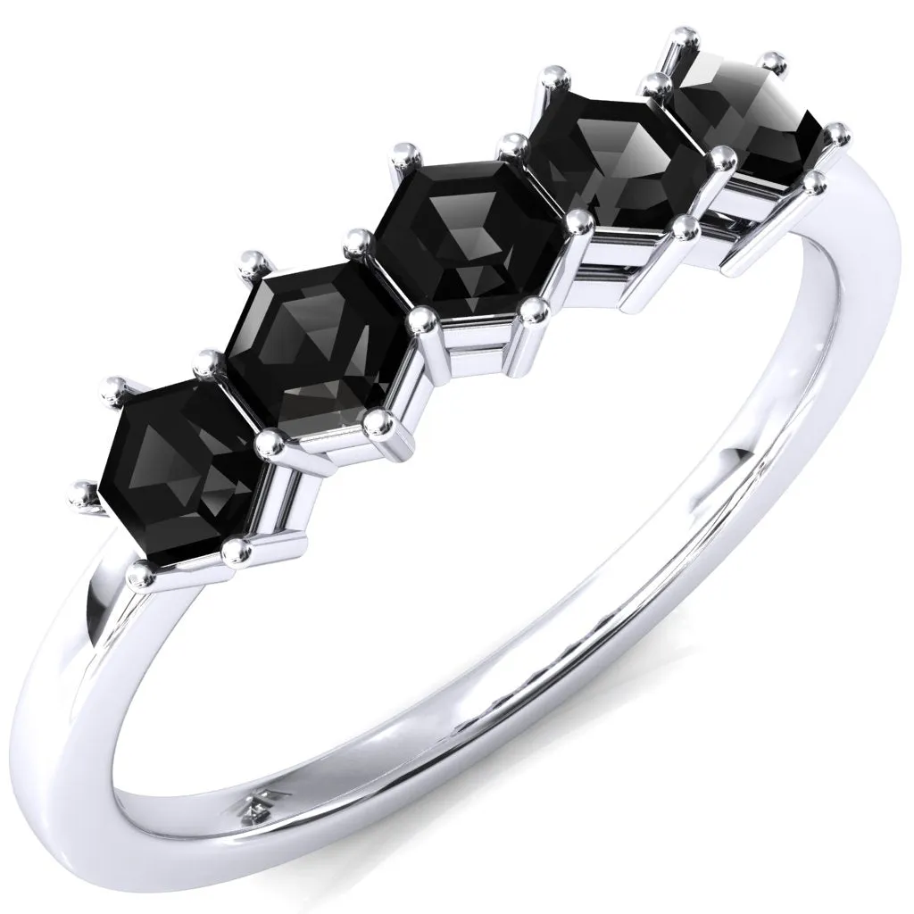 5-Stone 5mm Hexagon Wedding Band