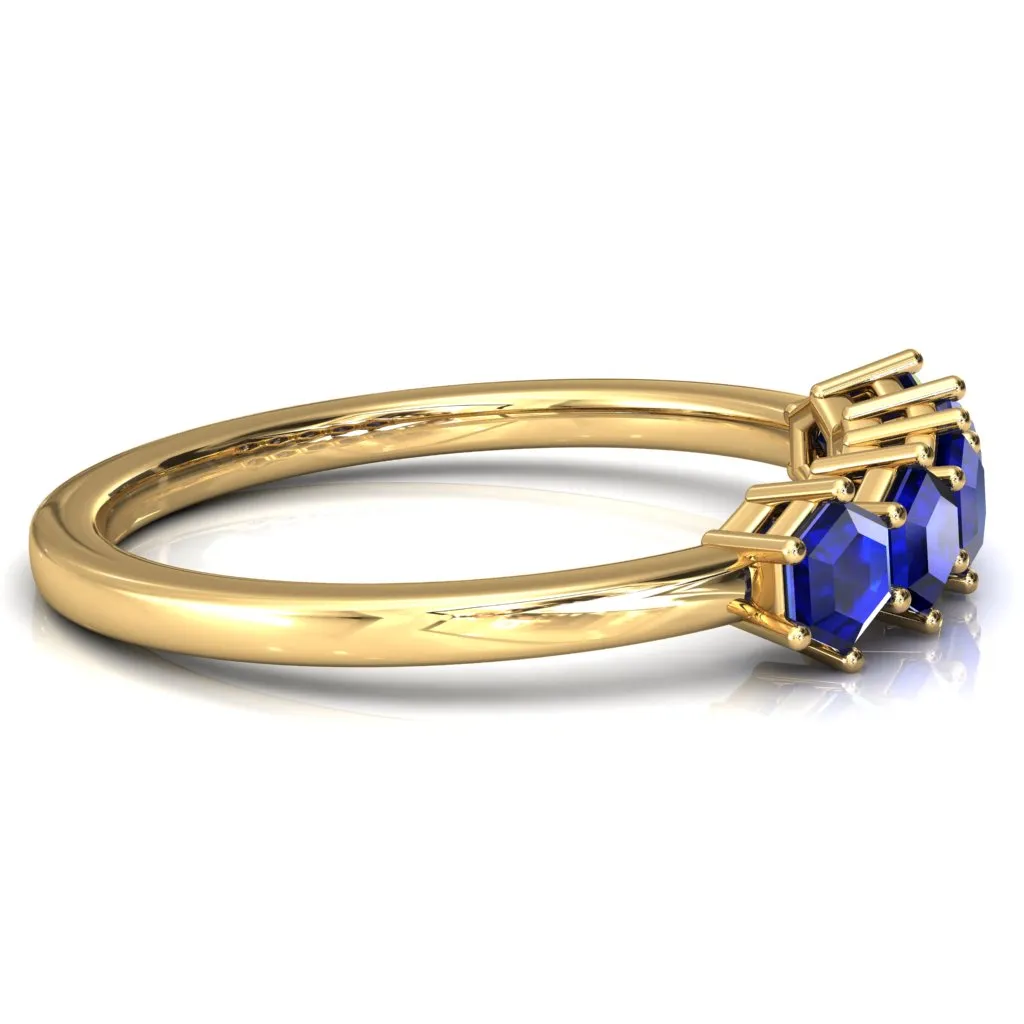 5-Stone 5mm Hexagon Wedding Band