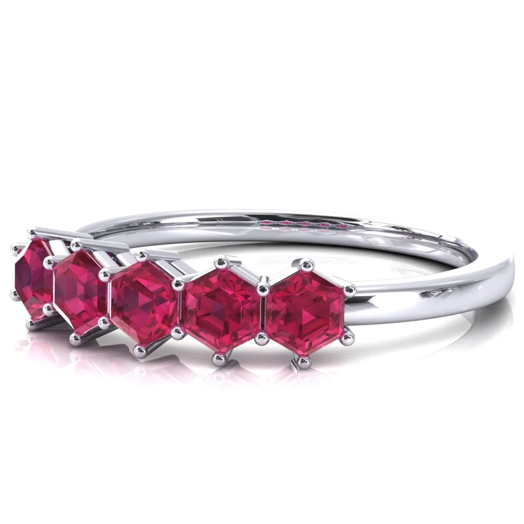 5-Stone 5mm Hexagon Wedding Band