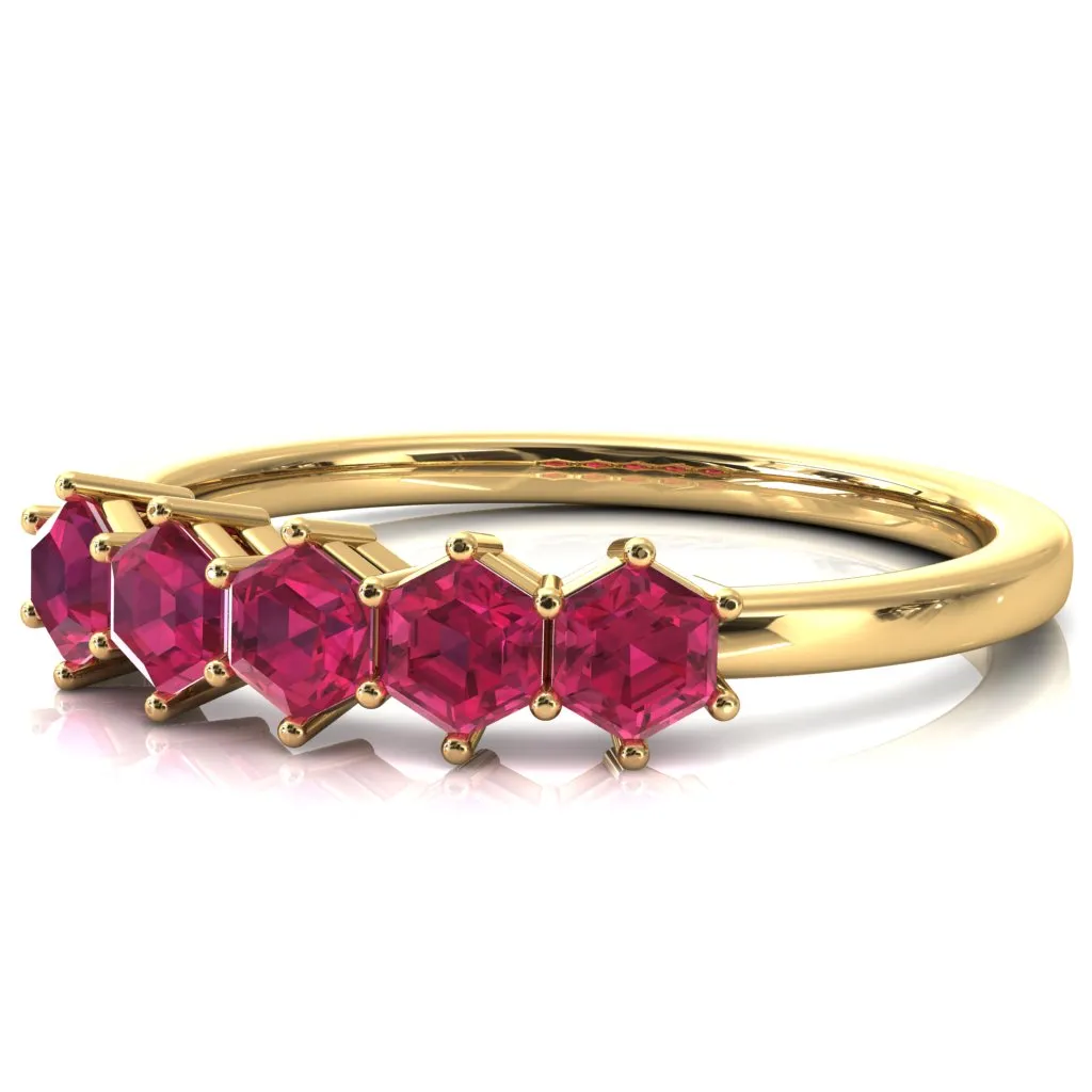5-Stone 5mm Hexagon Wedding Band