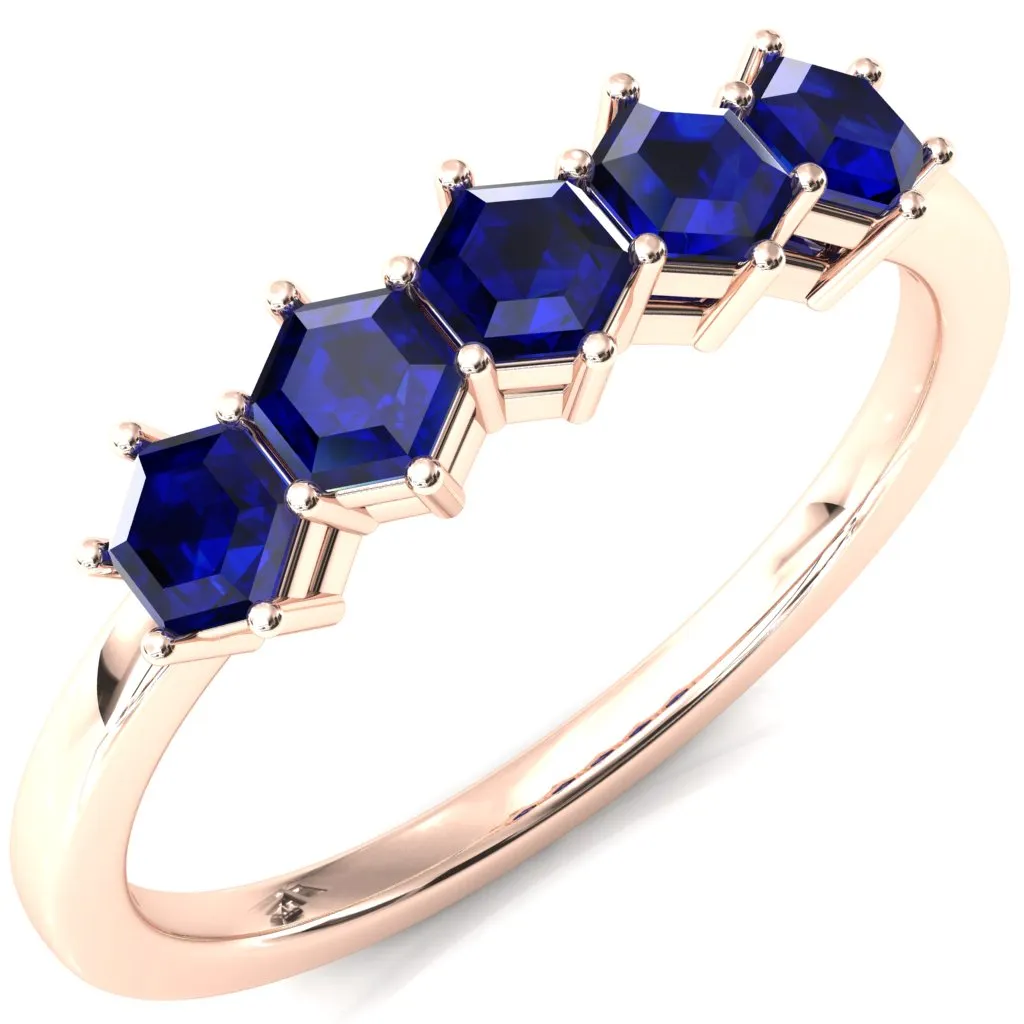 5-Stone 5mm Hexagon Wedding Band