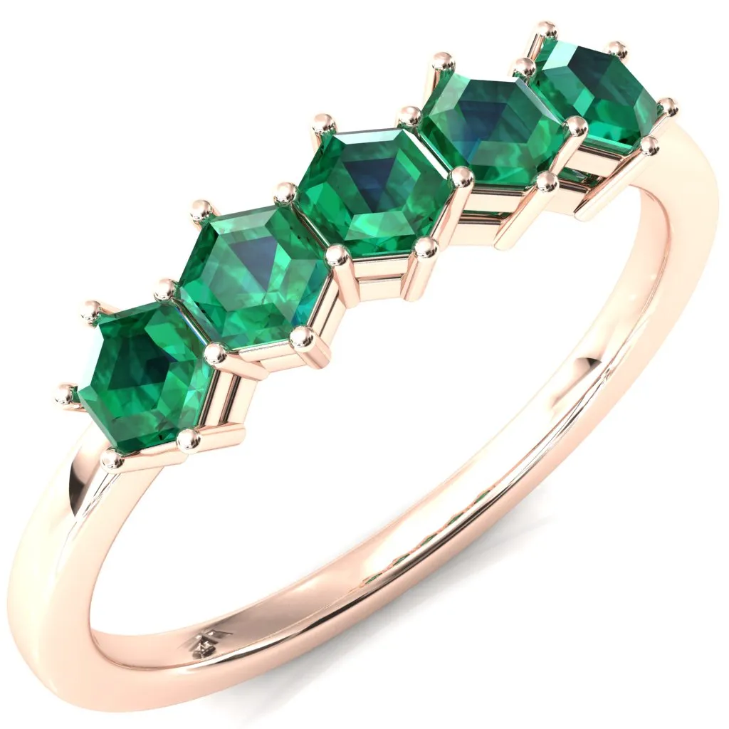 5-Stone 5mm Hexagon Wedding Band
