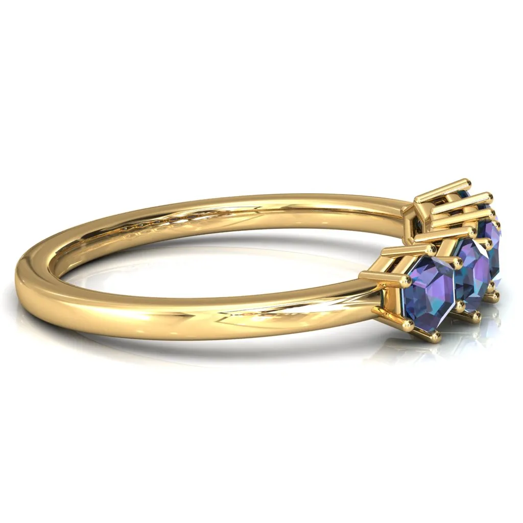 5-Stone 5mm Hexagon Wedding Band