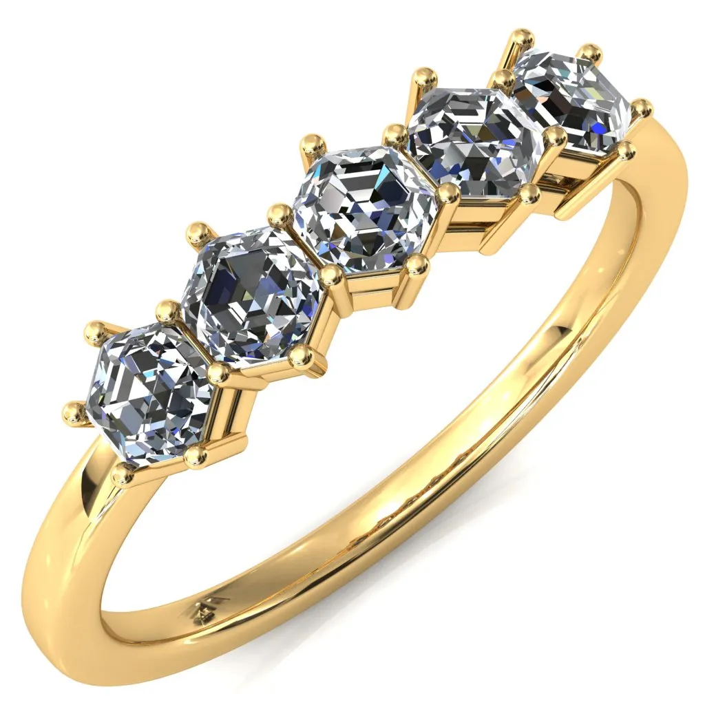 5-Stone 5mm Hexagon Wedding Band