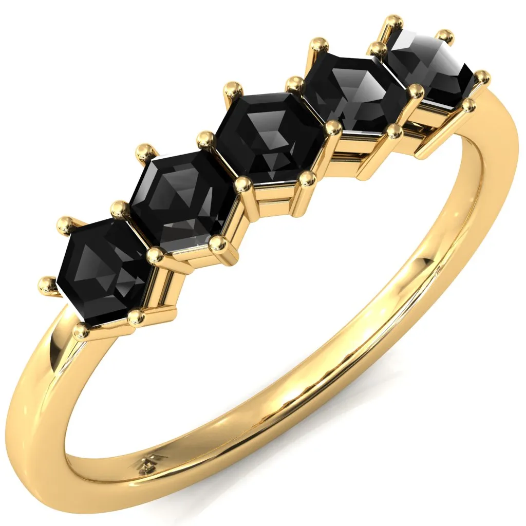 5-Stone 5mm Hexagon Wedding Band