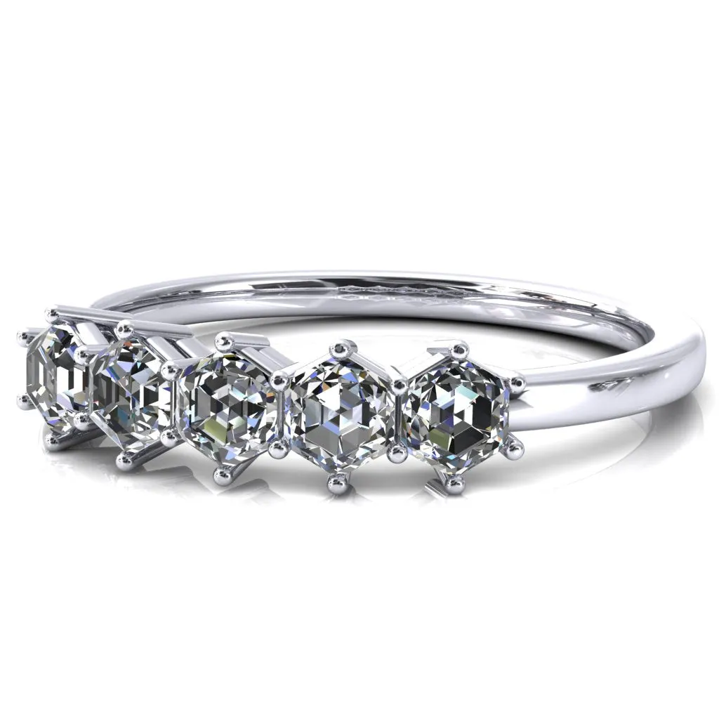 5-Stone 5mm Hexagon Wedding Band