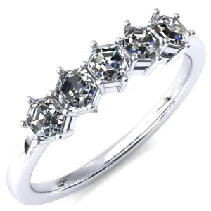 5-Stone 5mm Hexagon Wedding Band