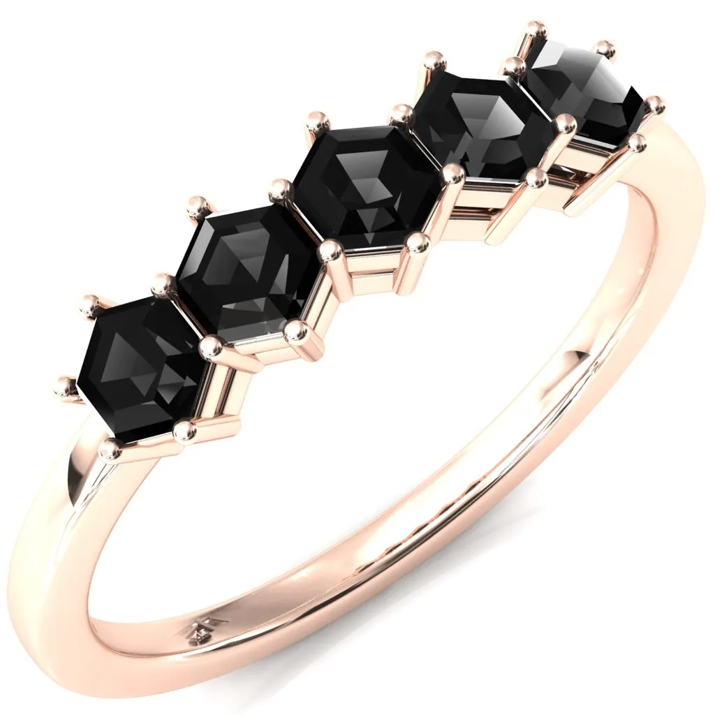 5-Stone 5mm Hexagon Wedding Band
