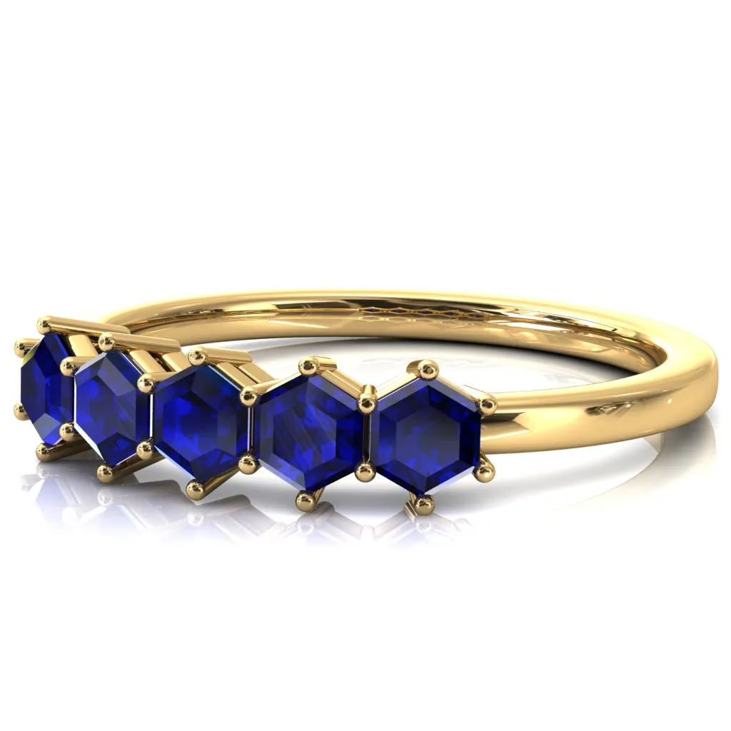5-Stone 5mm Hexagon Wedding Band