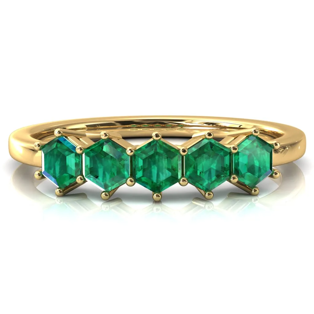 5-Stone 5mm Hexagon Wedding Band