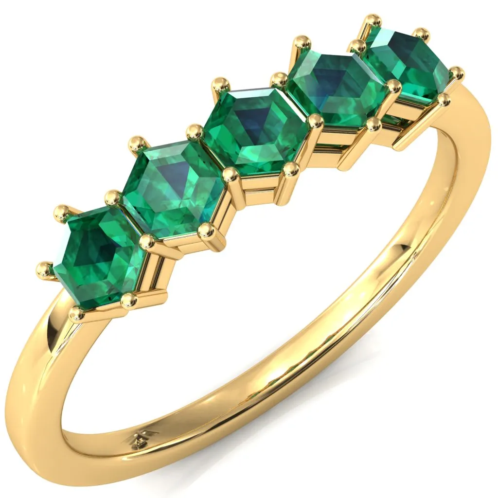 5-Stone 5mm Hexagon Wedding Band