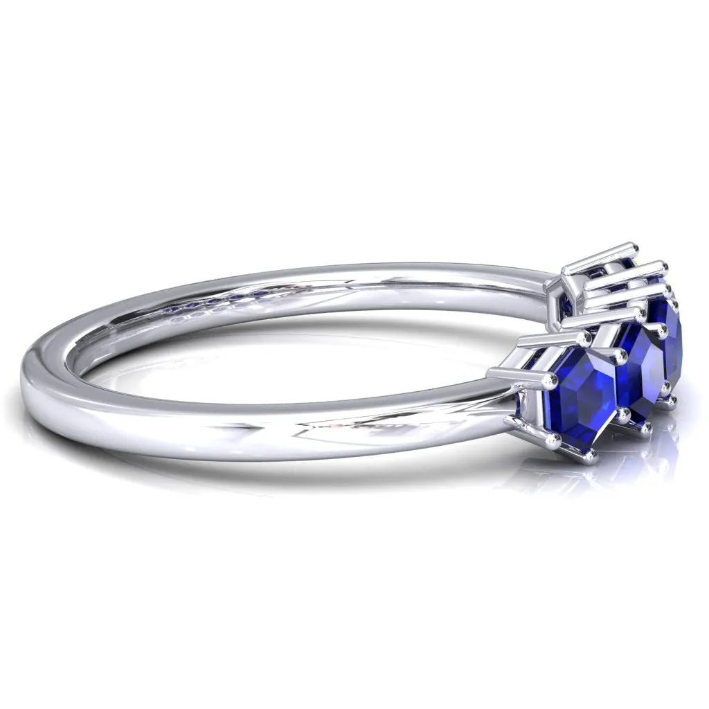 5-Stone 5mm Hexagon Wedding Band