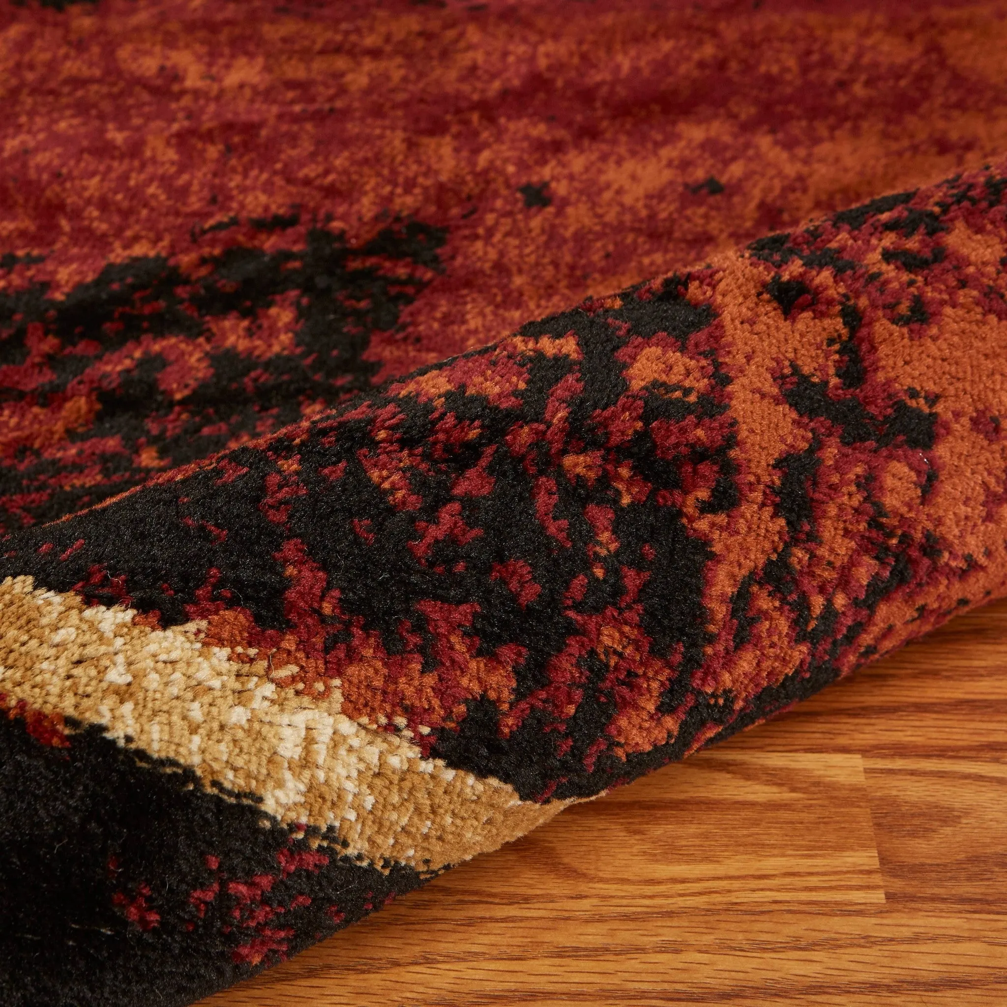 5' X 7' Red and Brown Geometric Area Rug