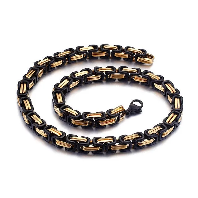 6/8mm Width Royal Box Chain Stainless Steel Necklace