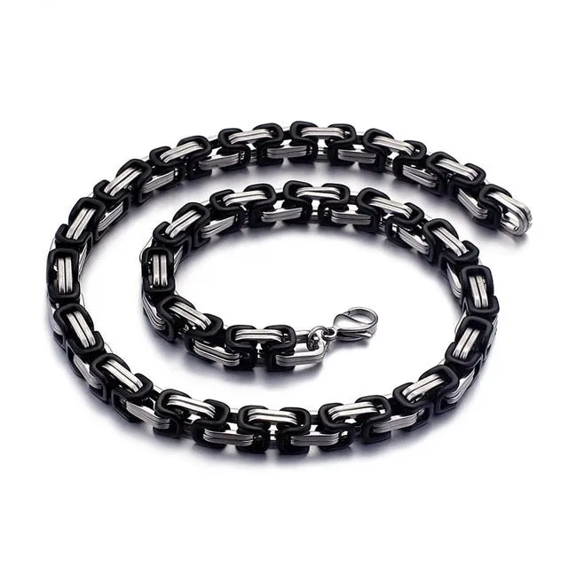 6/8mm Width Royal Box Chain Stainless Steel Necklace