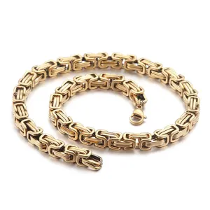 6/8mm Width Royal Box Chain Stainless Steel Necklace