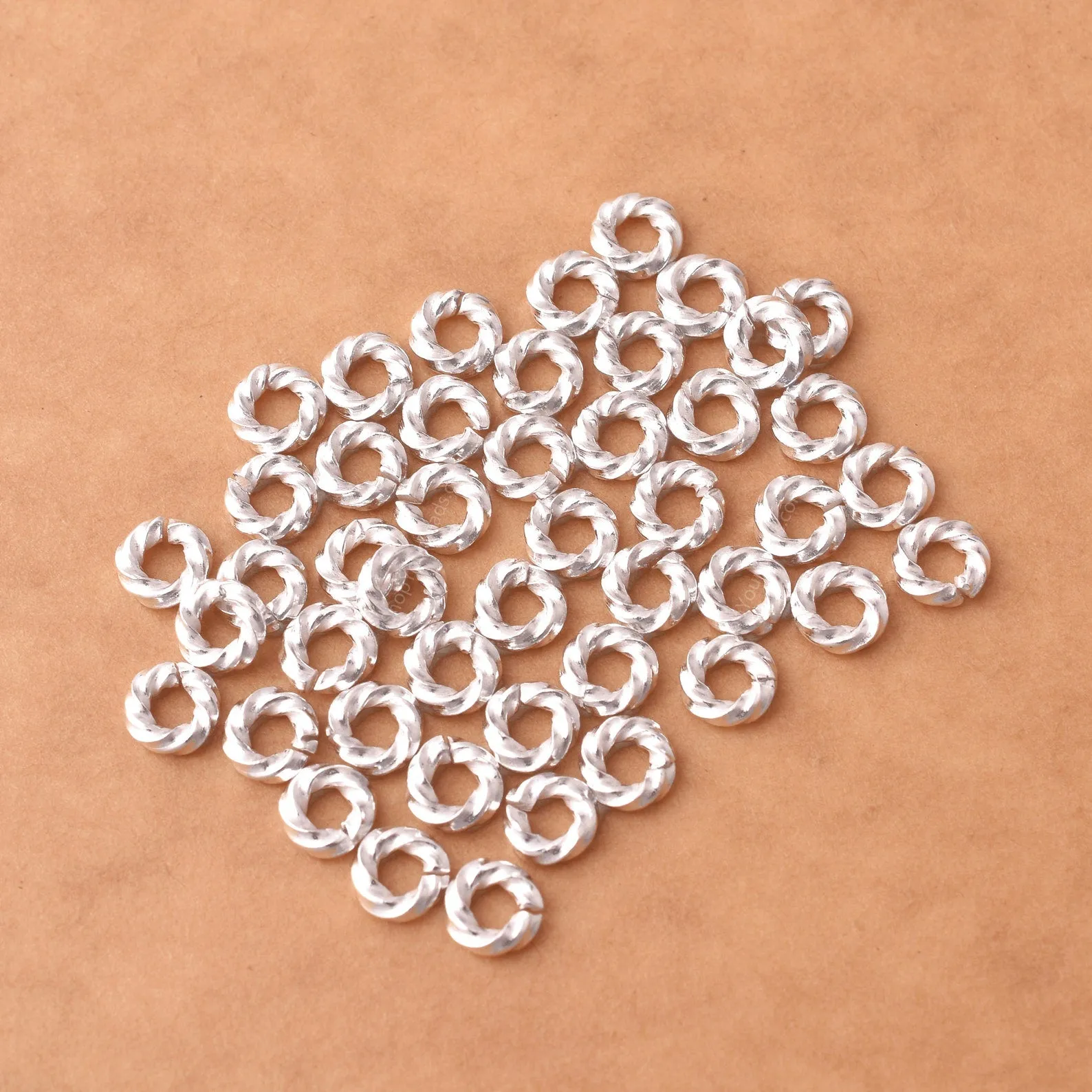 6mm - Silver Plated Open Twisted Wire Jump Rings