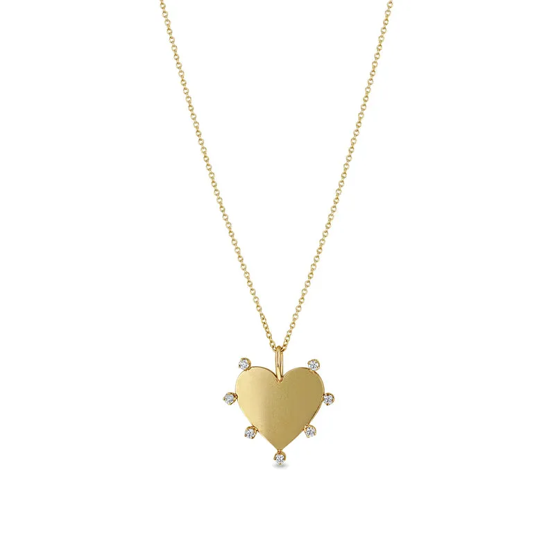 7 Diamond Heart Necklace in Yellow Gold
