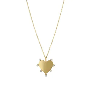 7 Diamond Heart Necklace in Yellow Gold