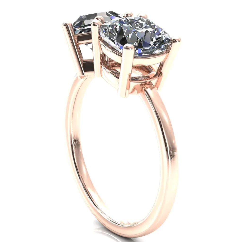 7mm Cushion & 7mm Hexagon Two-Stone Center Toi Et Moi Ring