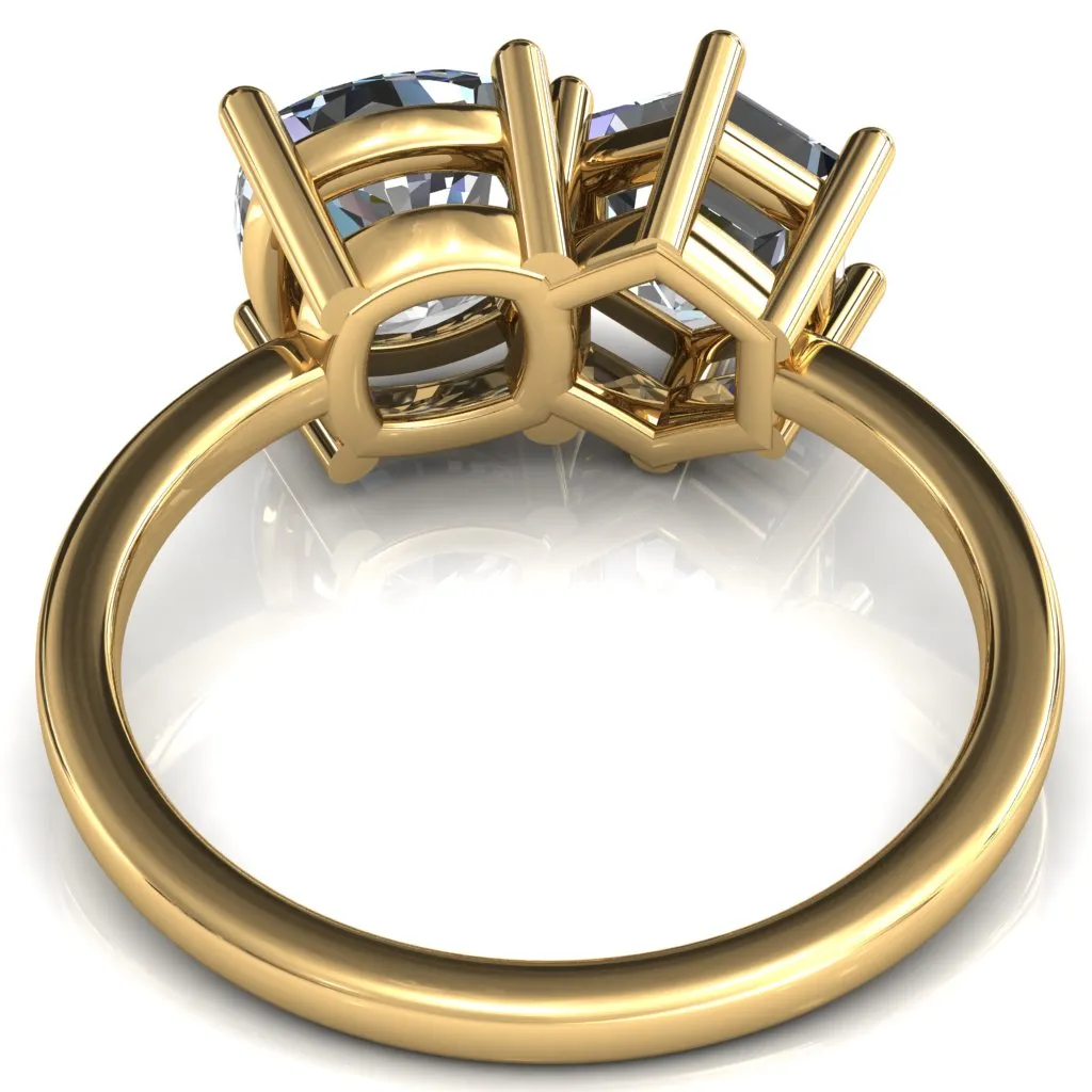 7mm Cushion & 7mm Hexagon Two-Stone Center Toi Et Moi Ring