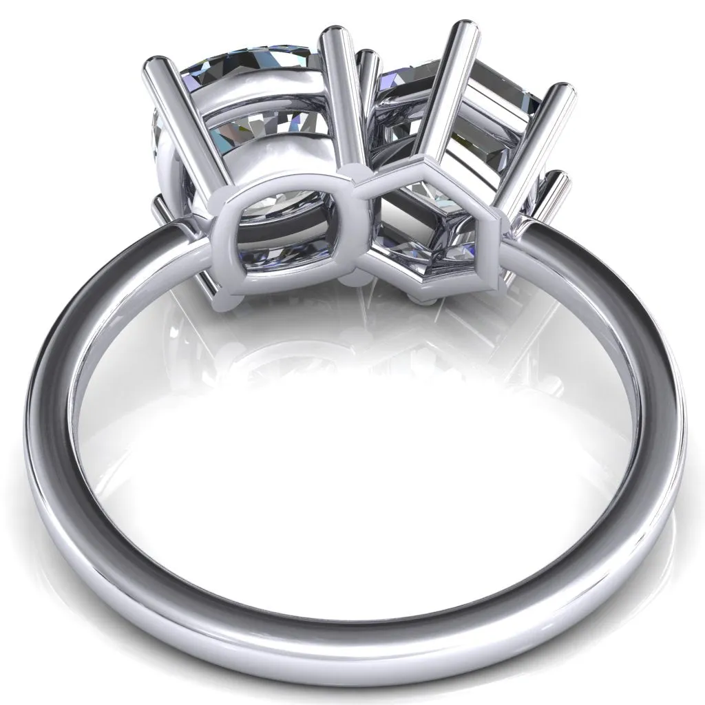 7mm Cushion & 7mm Hexagon Two-Stone Center Toi Et Moi Ring