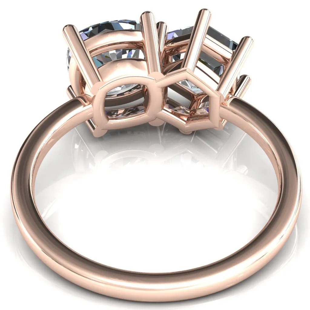 7mm Cushion & 7mm Hexagon Two-Stone Center Toi Et Moi Ring
