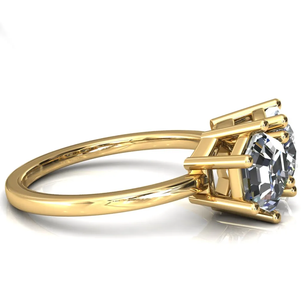 7mm Cushion & 7mm Hexagon Two-Stone Center Toi Et Moi Ring