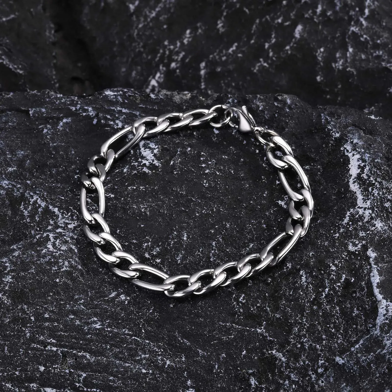 7mm/9mm Figaro Chain Bracelets for Men Male