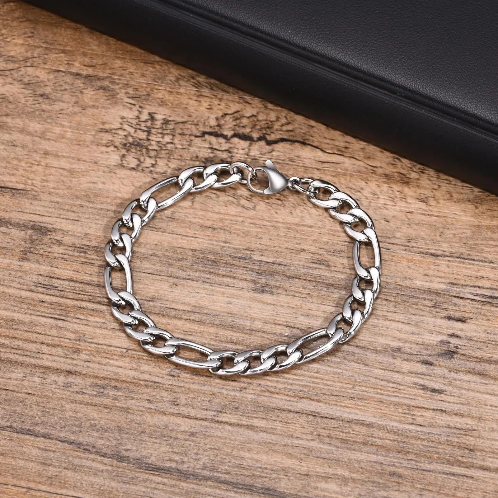 7mm/9mm Figaro Chain Bracelets for Men Male