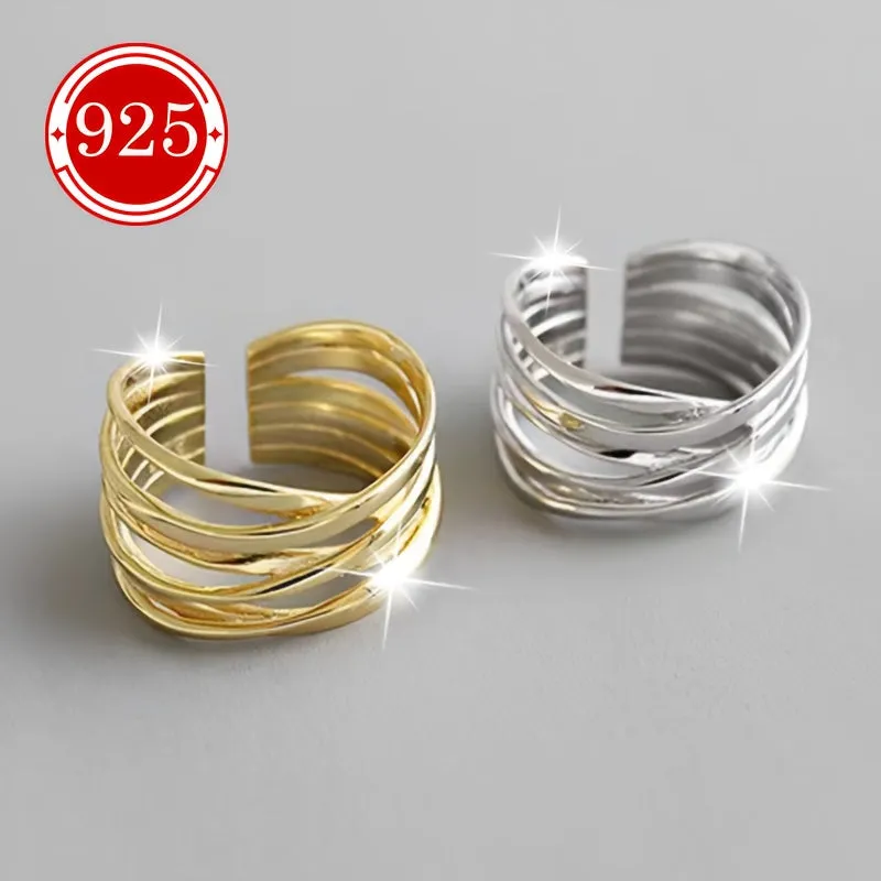 925 Silver Braided Open Ring for Women
