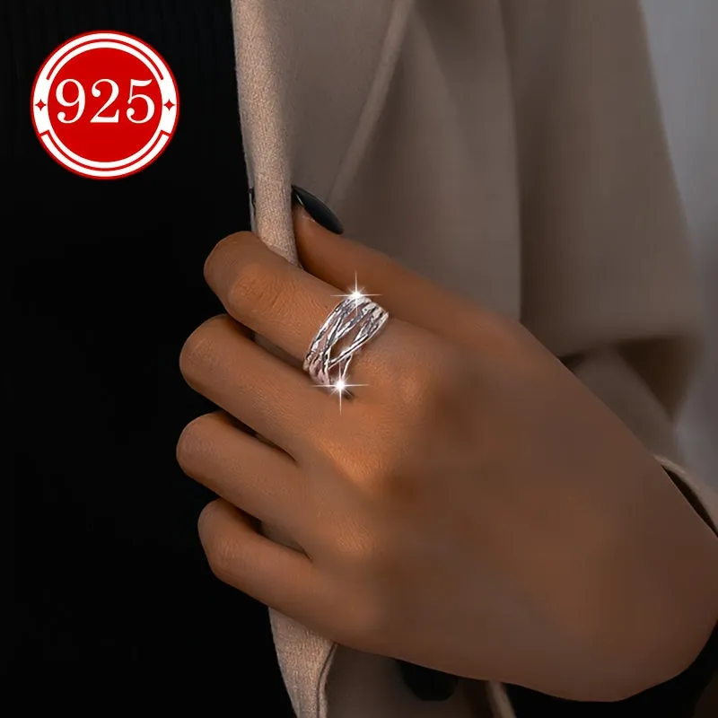 925 Silver Braided Open Ring for Women