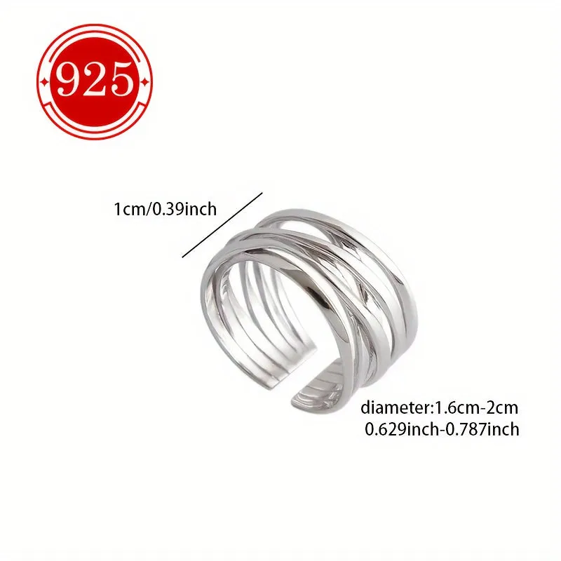 925 Silver Braided Open Ring for Women