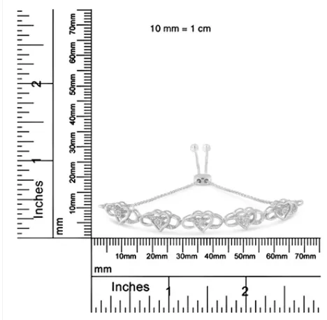 .925 Sterling Silver Diamond Accent Interlocking Infinity and Heart 4”-10” Adjustable Bolo Tennis Bolo Bracelet (H-I Color, I2-I3 Clarity)